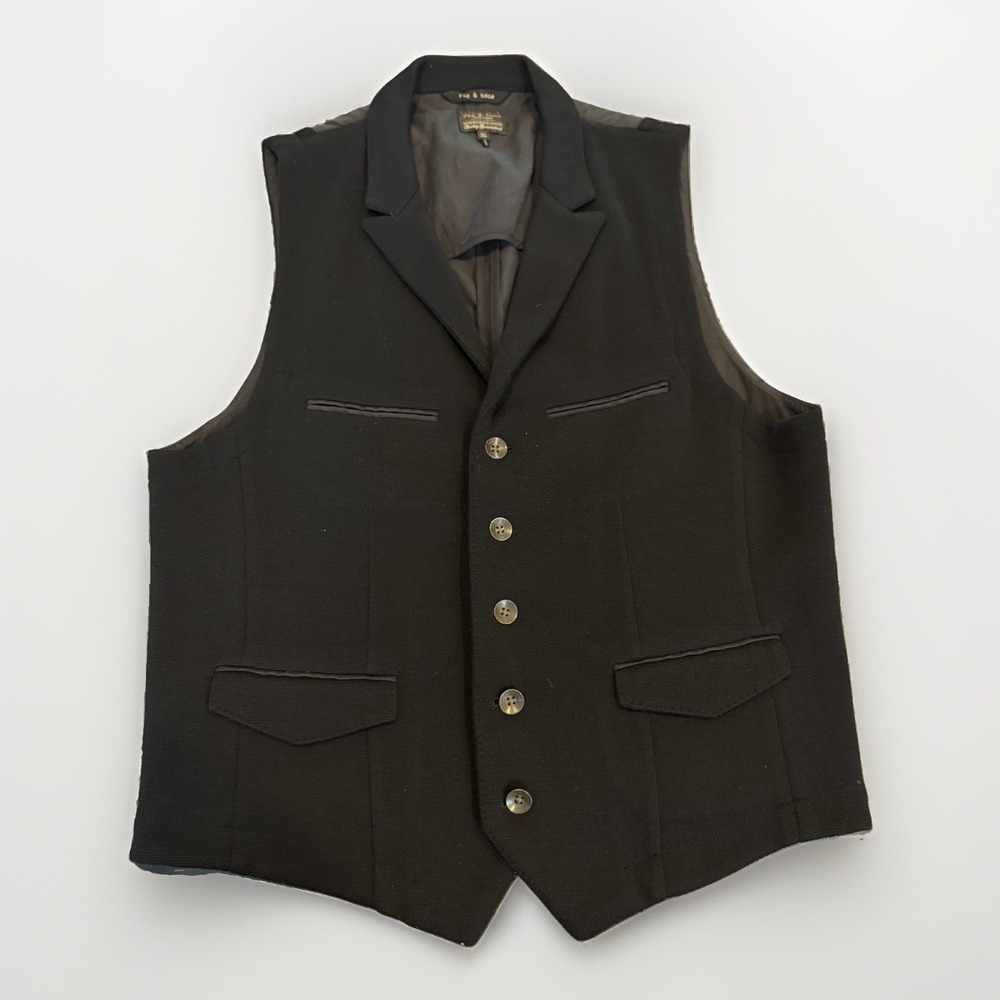Rag & Bone Gray Black Wool Vest Suit Separates Mens Size XL